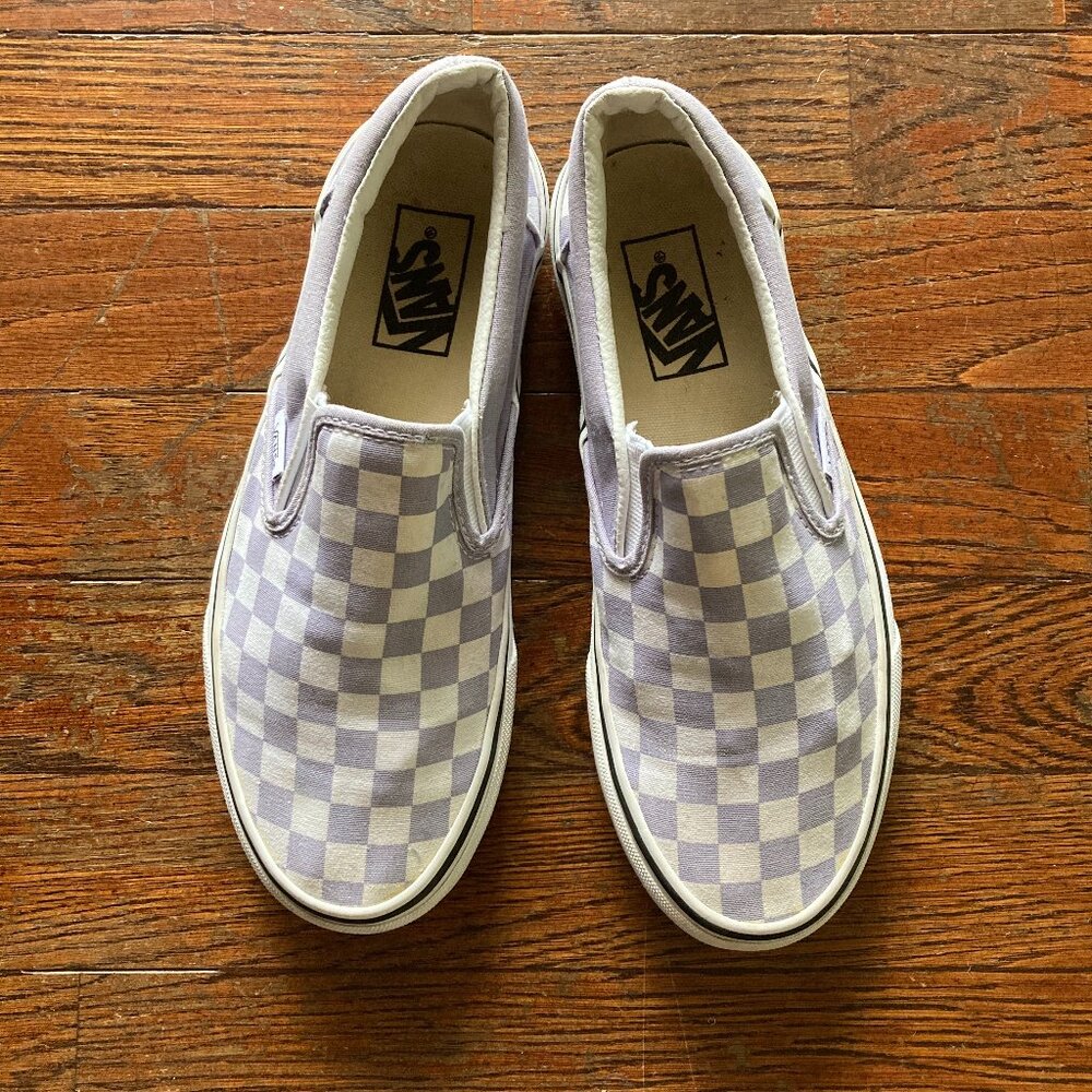 VANS checkered lavender slip ons - Picture 2 of 4